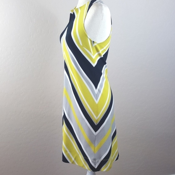 Banana Republic Milly Collection Chartreuse and Navy Blue Chevron Dress - Picture 4 of 7